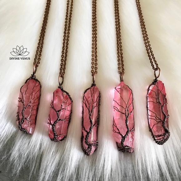 Natural Quartz Wire Wrapped Tree of Life Necklace - Picture 8 of 8